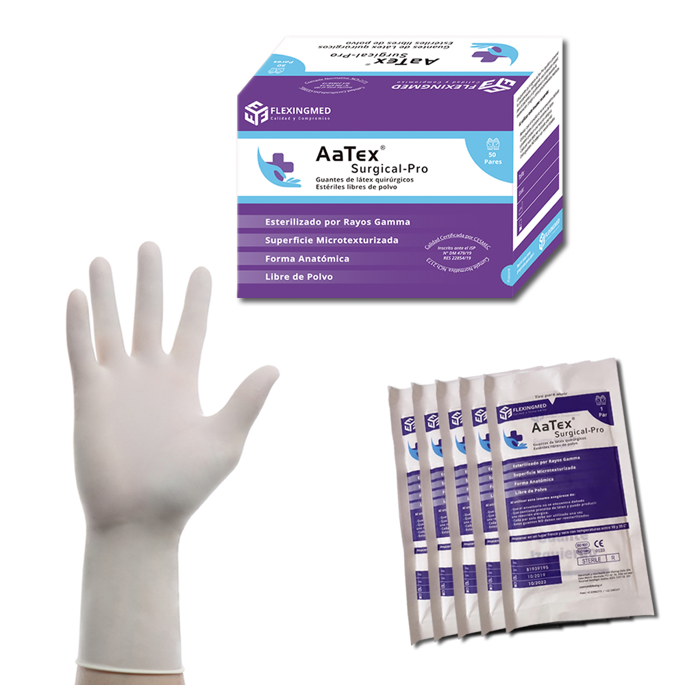 Guante Quirúrgico Estéril de Látex Sin Polvo marca AATEX®